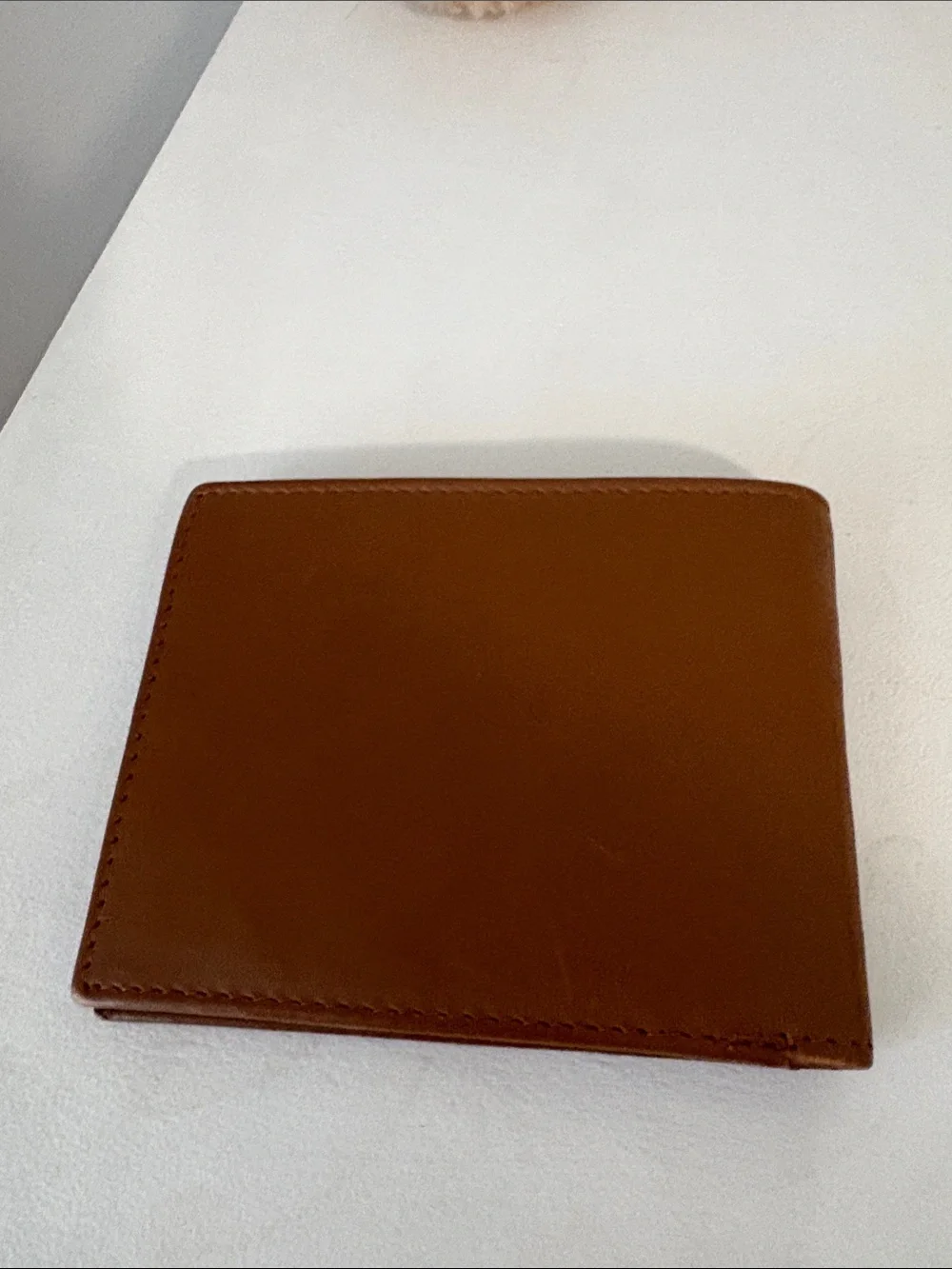 BKE Brown Leather Bifold Wallet with Embossed Flag